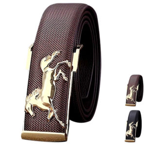 Aominuo Gold Horse Leisure Leather Strap Business Men's Belt Metal Buckles Belt