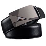Men's Leather Waist Belts Automatic Buckle Strap Business Solid Color Waistband