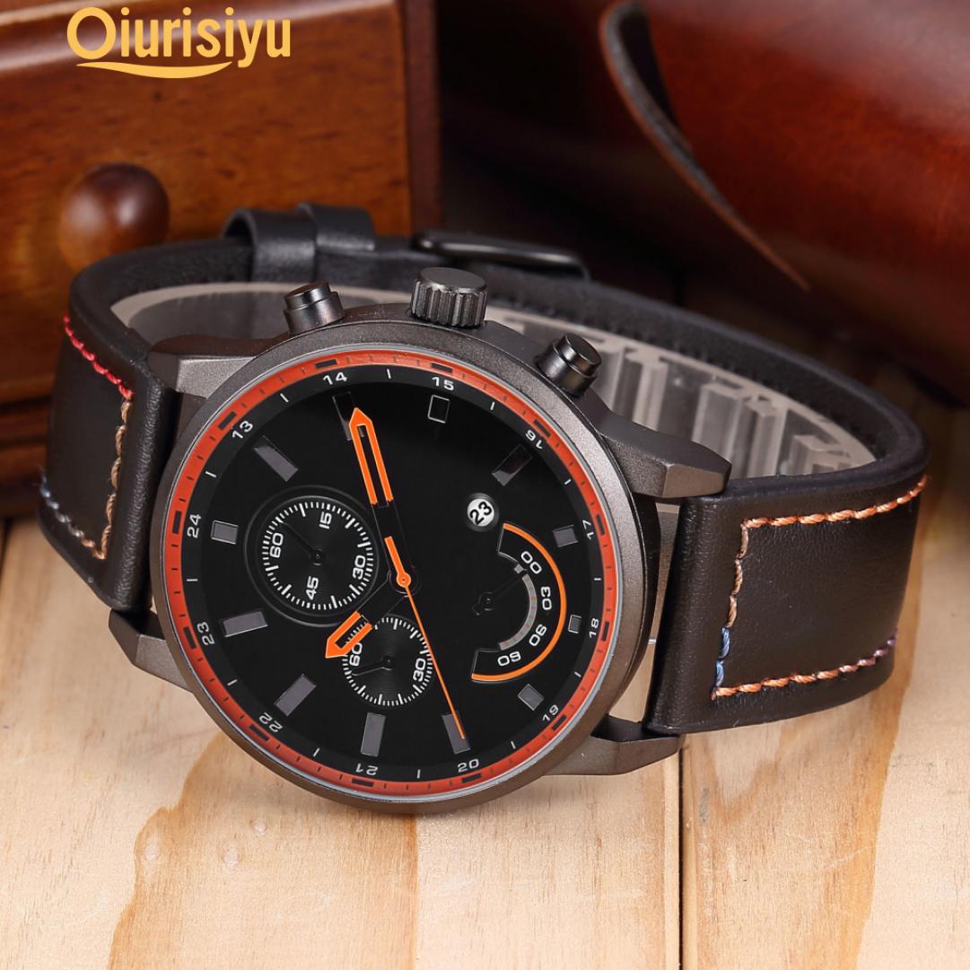Men’s Date Analog Quartz Faux Leather Wrist Watch Birthday Present
