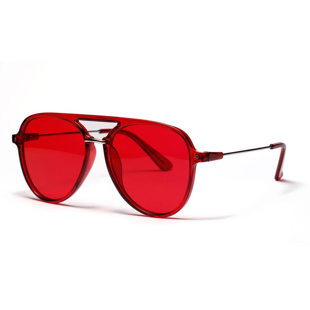 Half Metal High Quality Sunglasses Men Women Flat Top Red Shades for Women Female Uv400